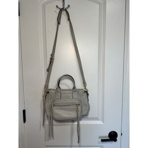 Aimee Kestenberg Grey Pebble Leather Satchel Crossbody Bag Gold Hardware